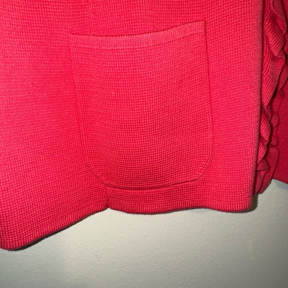 Talbots Hibiscus Pink Cotton Blend Ruffle Front Zip Up Cardigan Sweater Womens L - Picture 6 of 7